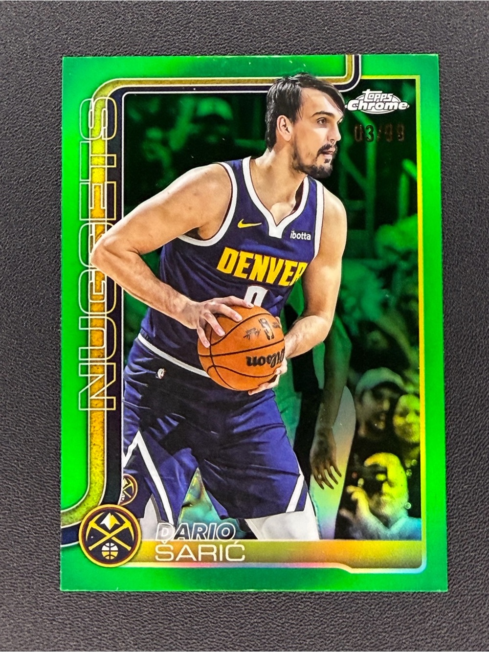 2025-26 Topps Chrome True Green Holo Refractor #/99 Dario Saric #77 Nuggets